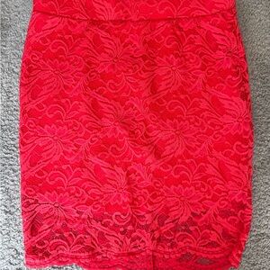 Torrid Vibrant Deep Coral Lace Pencil Skirt